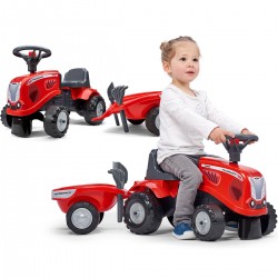 FALK Traktorek Baby Mac Cormick Czerwony z Przyczepką + akc. od 1 roku