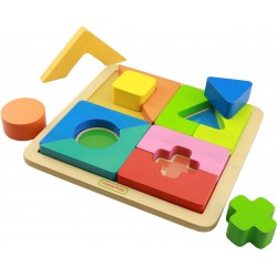 Drewniane Puzzle Geometryczne 12 Elementów Masterkidz
