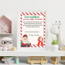 Certyfikat grzecznego dziecka Boże Narodzenie