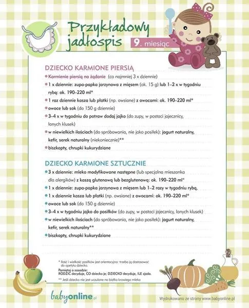 Jadłospis dla niemowląt